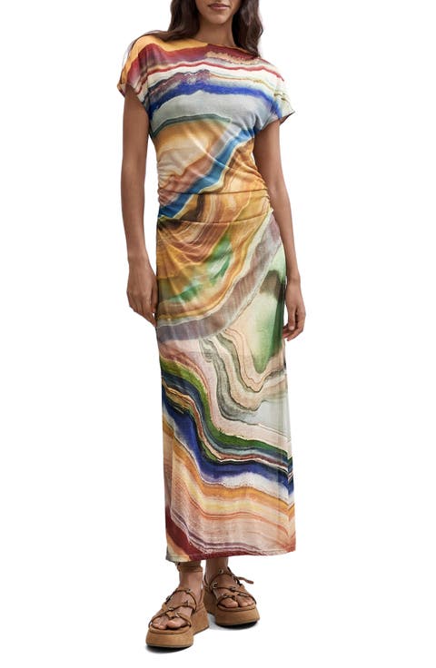 Ruched Cap Sleeve Dress