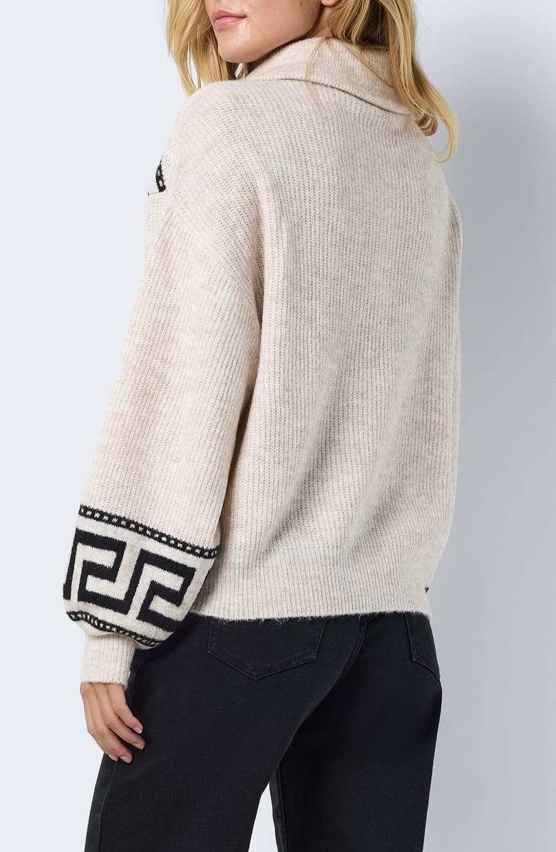 Noisy may Bala Greek Key Print Sweater, Alternate, color, Birch Detailmelange