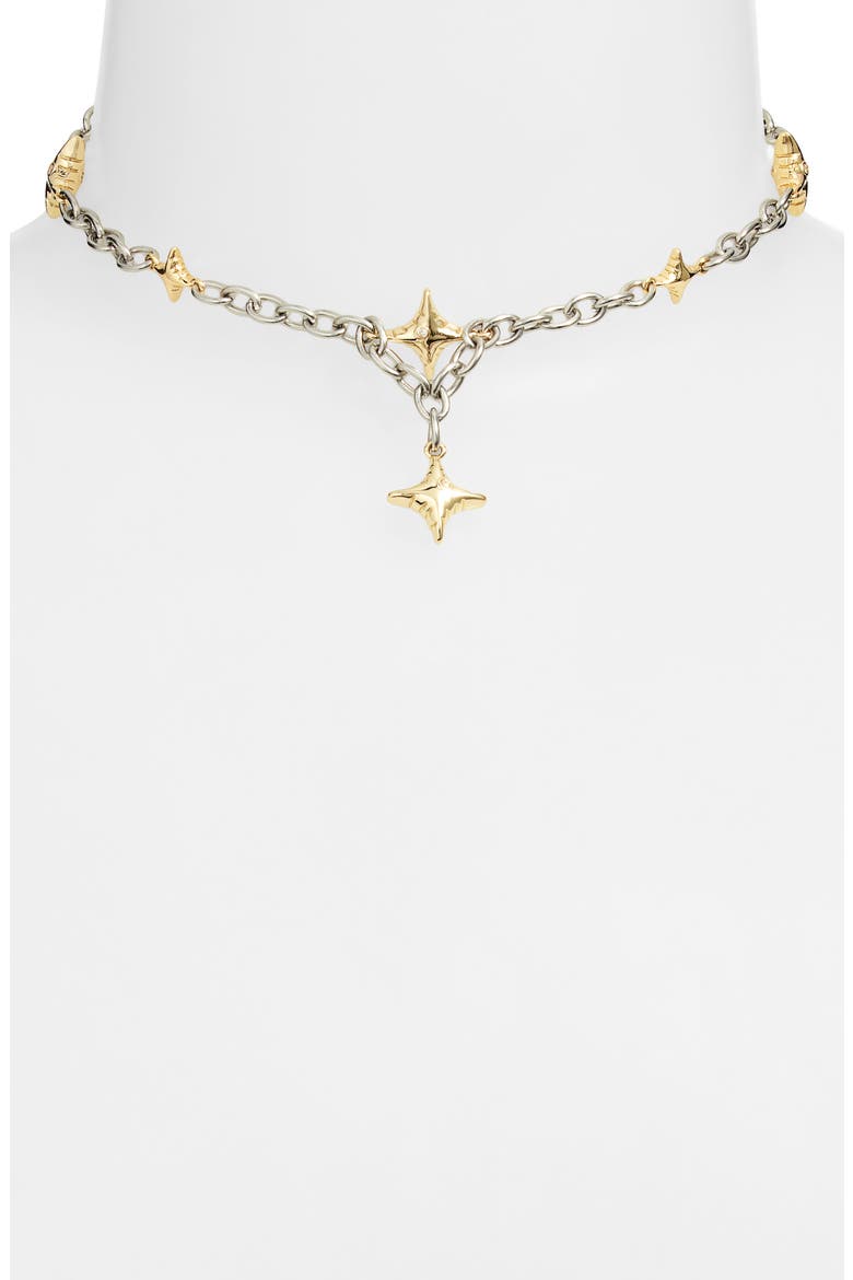 Star Power Pendant Necklace, Alternate, color, GOLD/ SILVER