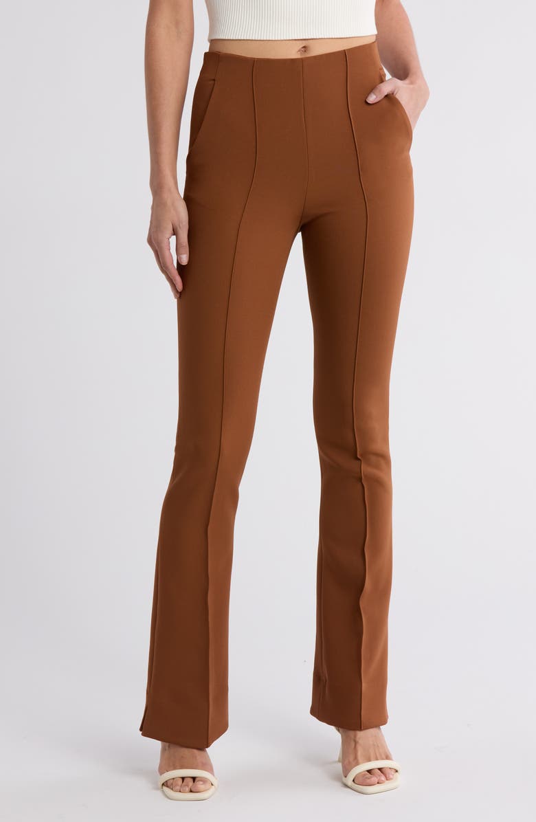 Veronica Beard Orion Pleat Front Flare Pants, Main, color, Dark Ochre