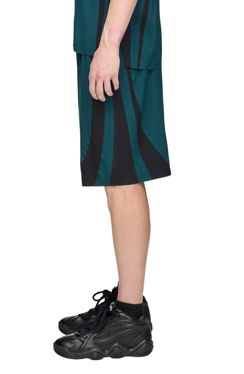 Y-3 Mesh Panel Woven Shorts, Alternate, color, Green