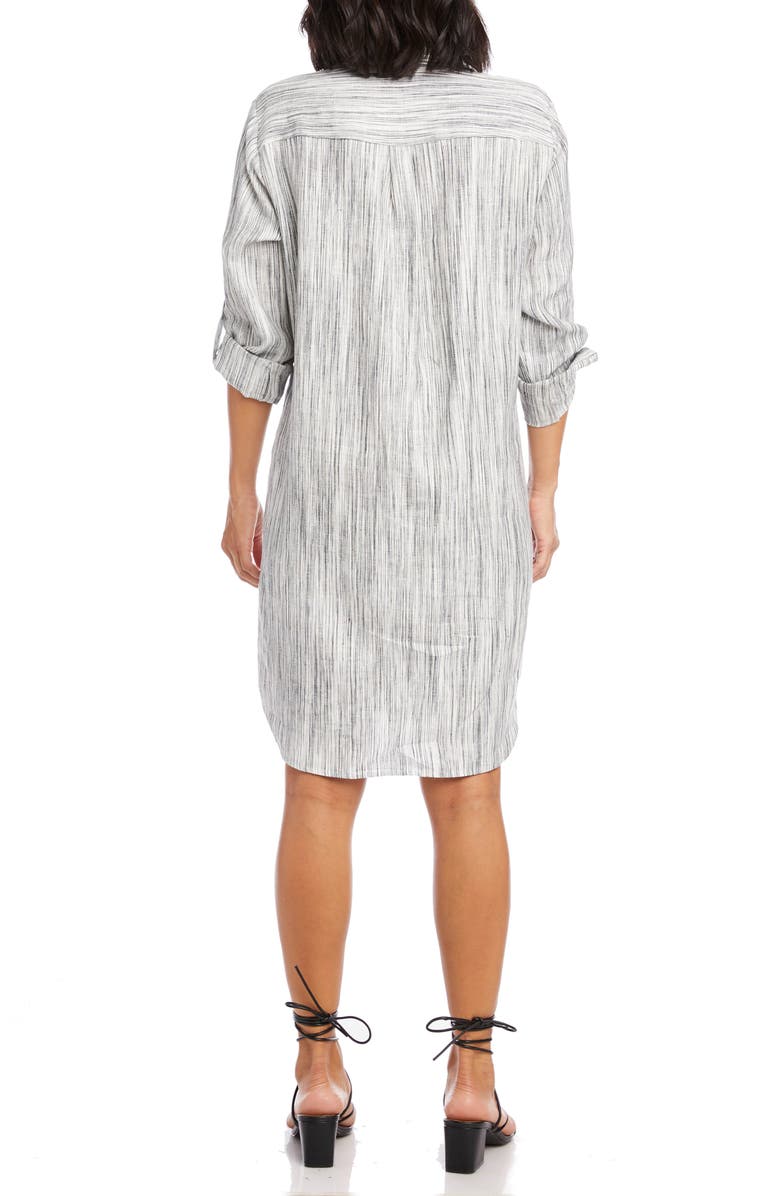 Karen Kane Stripe Long Sleeve Linen Shirtdress, Alternate, color,