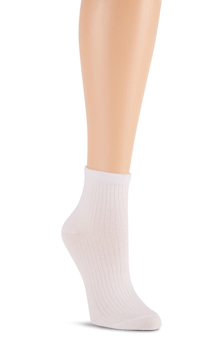 Laundry by Shelli Segal 6-Pack Embroidered Rib Anklet Socks, Alternate, color, White/ Oatmeal Heather