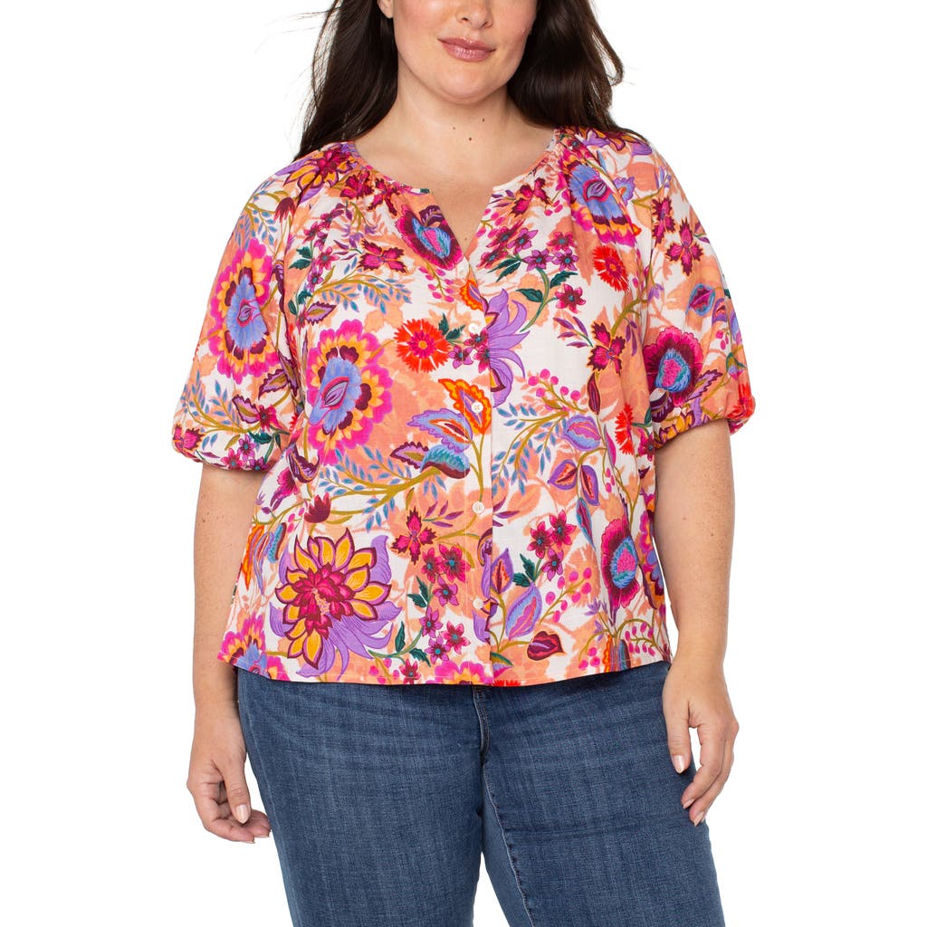 Liverpool Los Angeles Floral Print Puff Sleeve Button-up Shirt In Floral Prds Multi