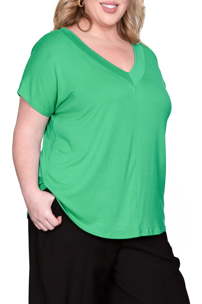 V-Neck Top, Alternate, color, GREEN