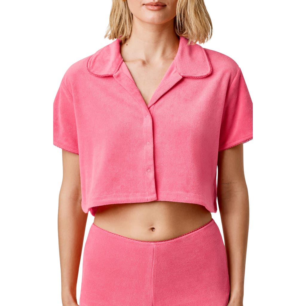 Florence By Mills Terry Cloth Crop Snap-up Shirt