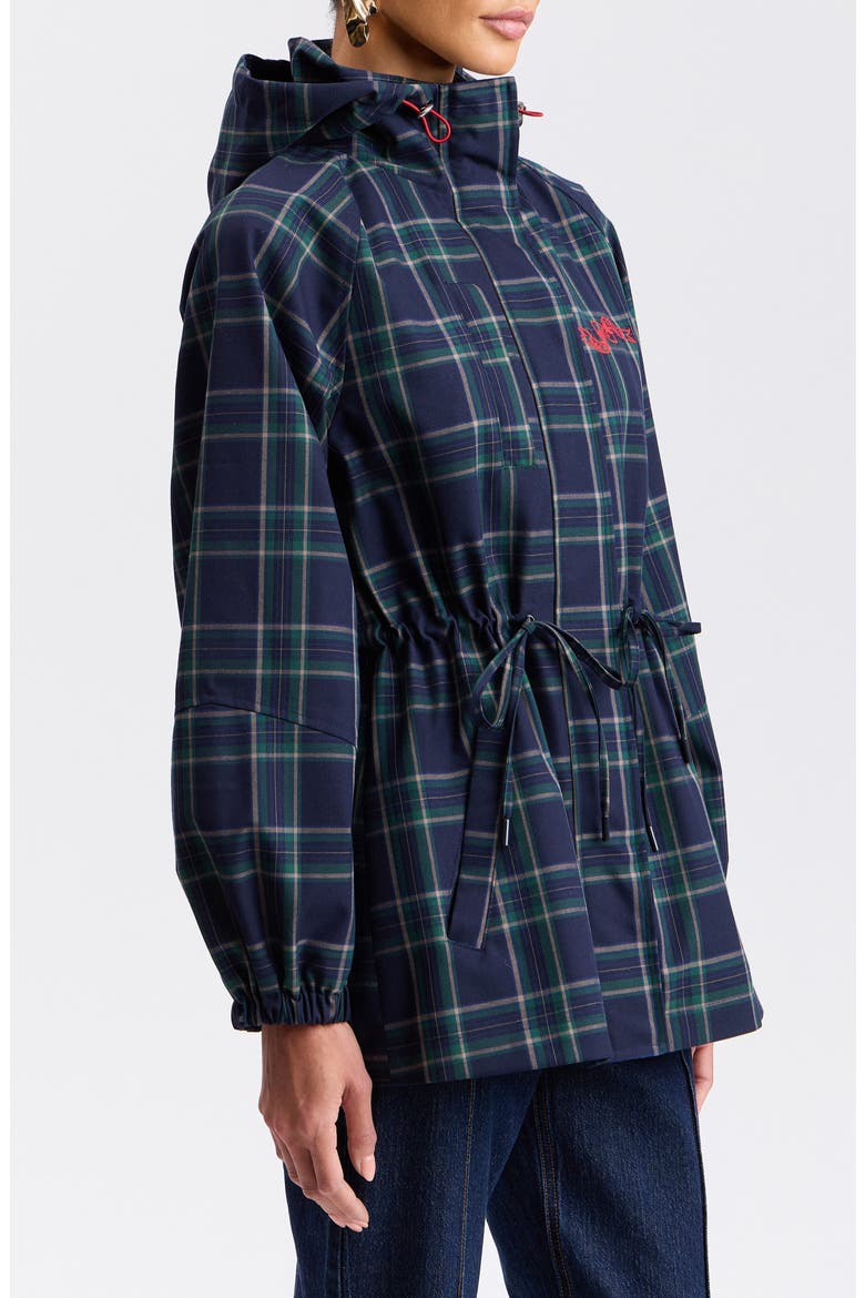 Plaid Hooded Anorak, Alternate, color, NAVY-GREEN PLAID