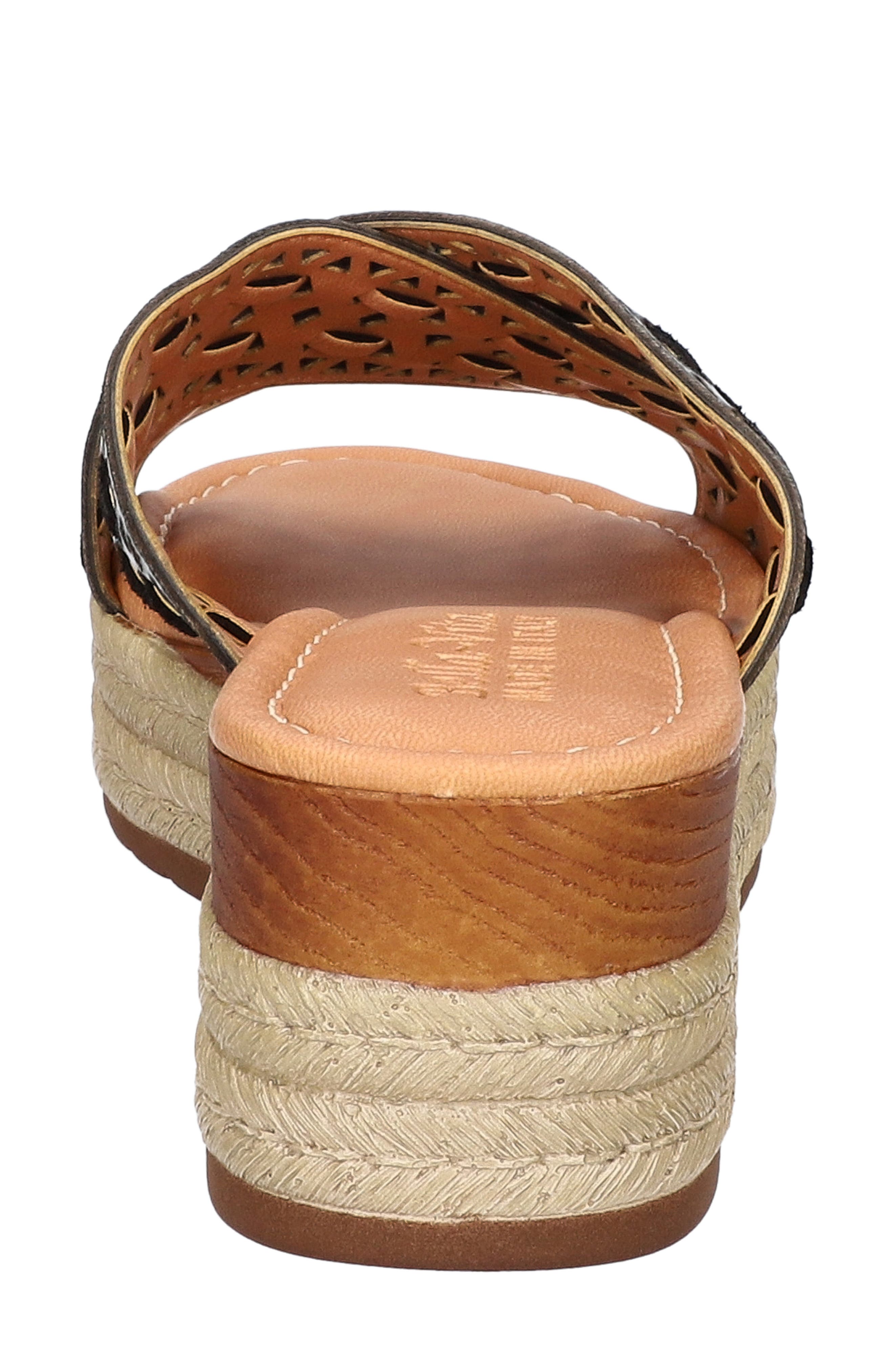 Bella Vita Exa-Italy Espadrille Platform Slide Sandal, Alternate, color, Black Leather