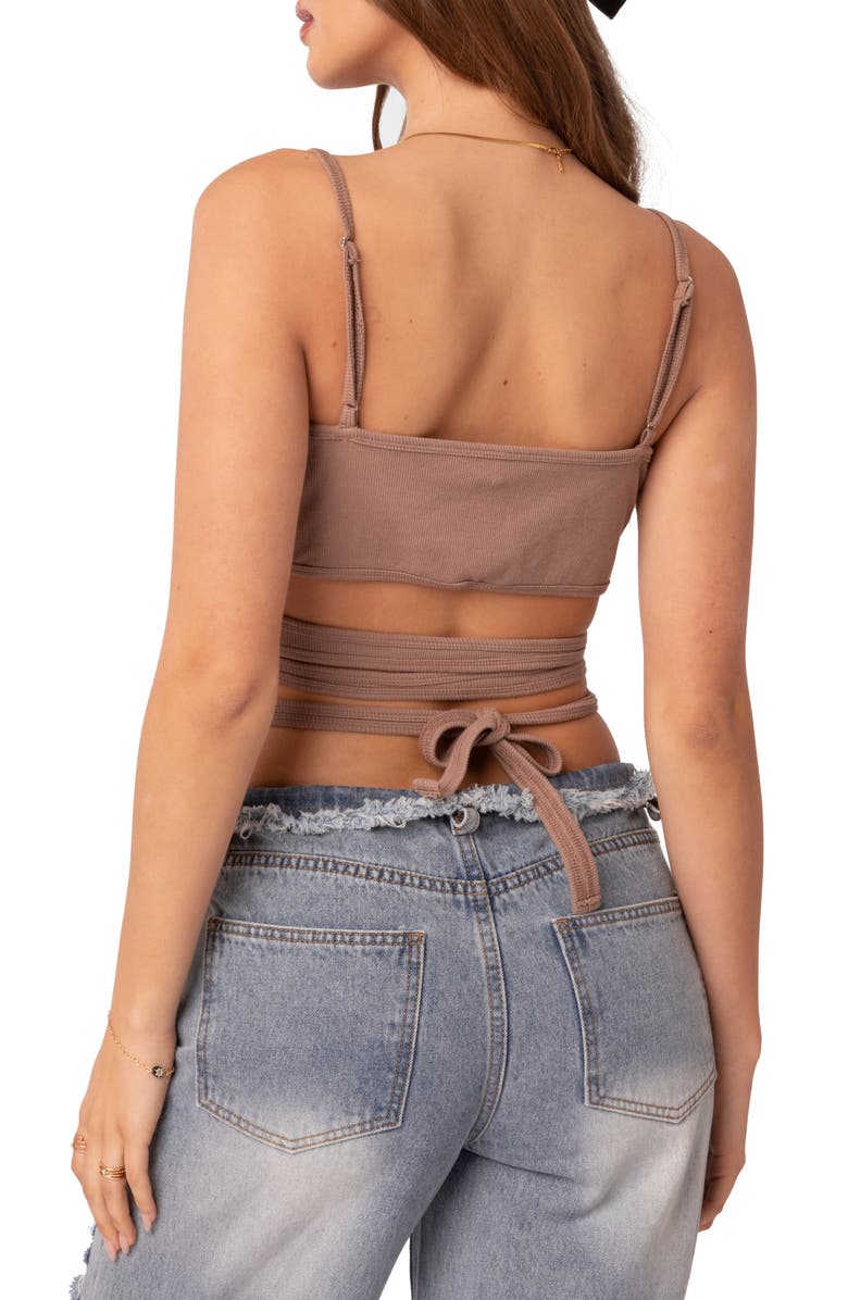 EDIKTED Ribbed Wrap Crop Top, Alternate, color,