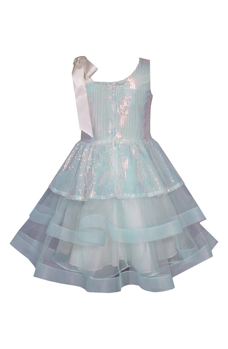 Iris & Ivy Kids' One-Shoulder Sequin Party Dress, Alternate, color, Aqua