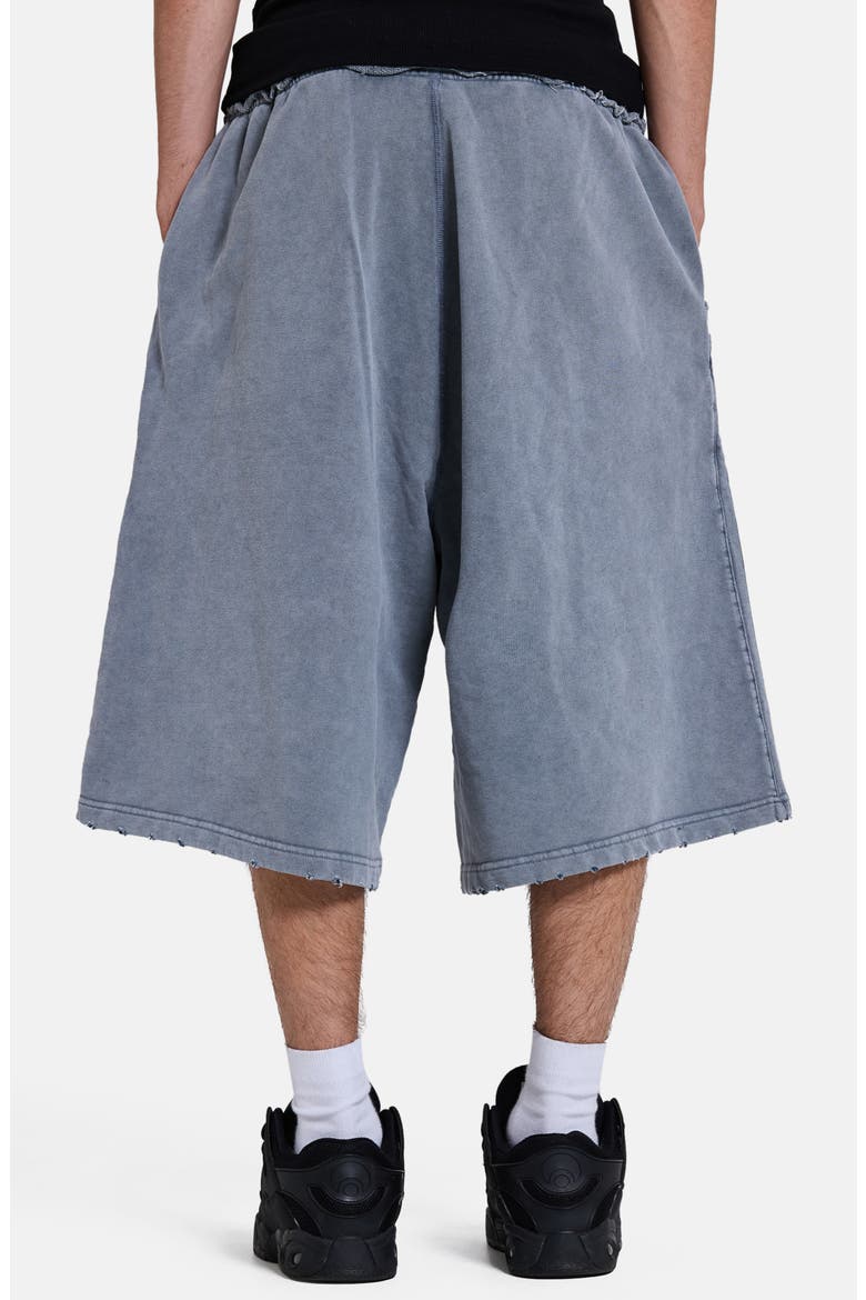 Distressed Washed Side Stripe Monster Sweat Shorts, Alternate, color, CHARCOAL