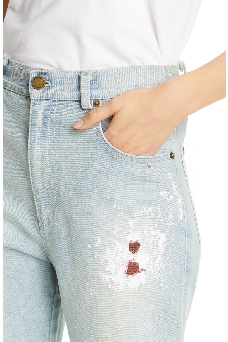 Patchwork & Paint Splatter Slim Straight Leg Jeans, Alternate, color, INDIGO