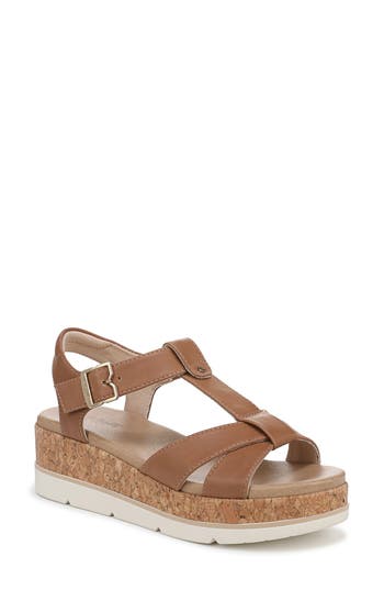 Dr. Scholl's Women's Once Again T-strap Wedge Sandals In Honey