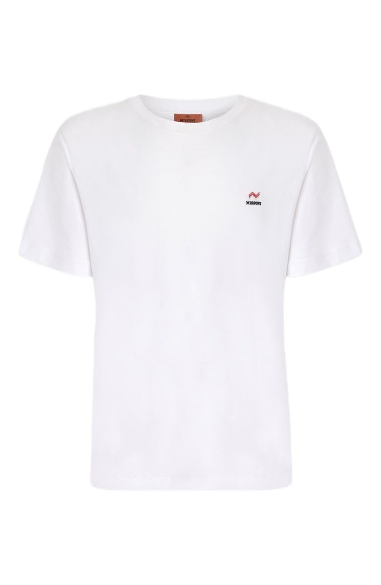 Missoni Crew Neck T-shirt In Cotton With Embroidery And Logo, Alternate, color, White