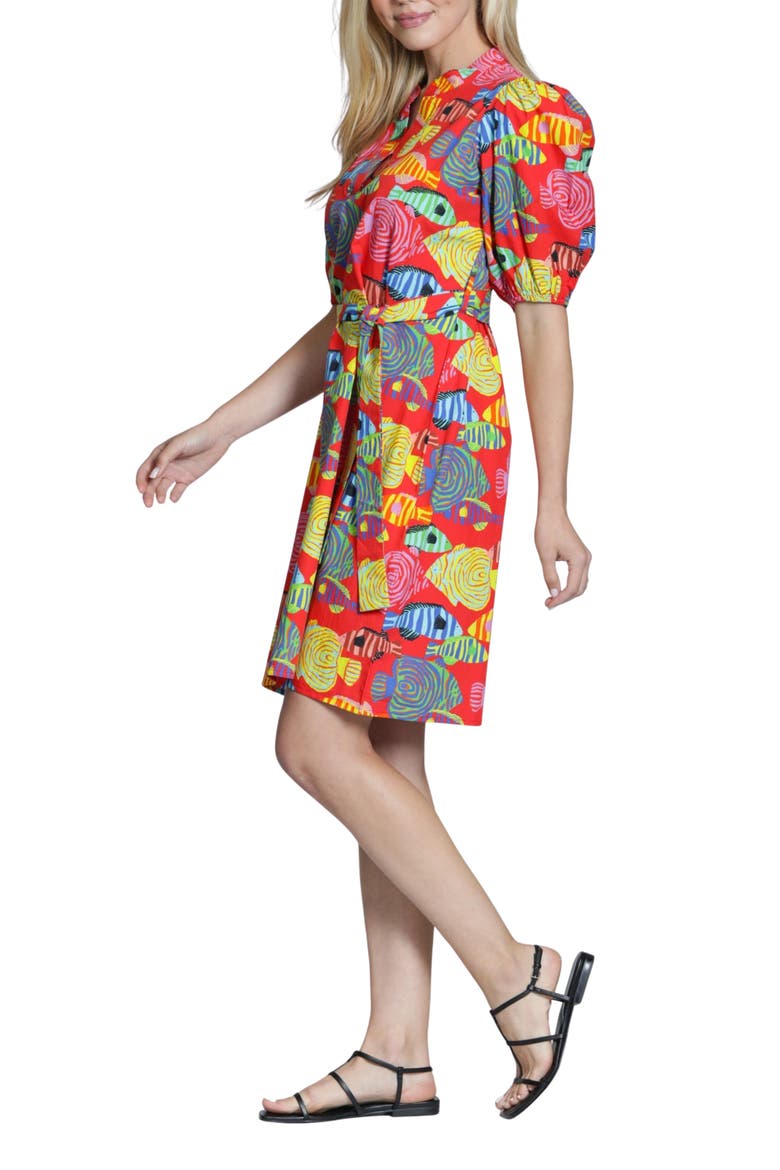 Puff Sleeve Minidress, Alternate, color, RED MULTI