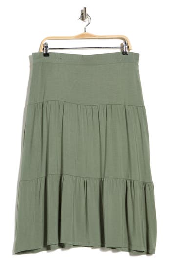 Renee C Tiered Jersey Maxi Skirt In Green