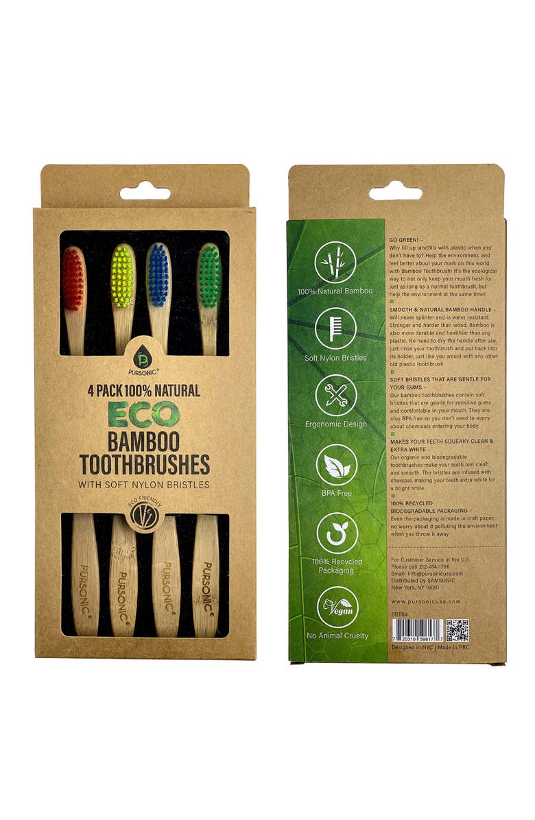 PURSONIC 100% Natural Eco Toothbrushes, Alternate, color, Multicolor