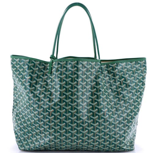 Pre-owned Goyard Goyard Saint Louis Tote Printed Coated Canvas Gm In Green