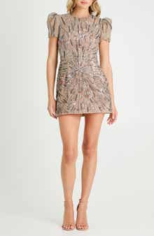 HELSI Coco Puff Sleeve Minidress<br>Coco Sequin & Bead Embellished Puff Sleeve Minidress