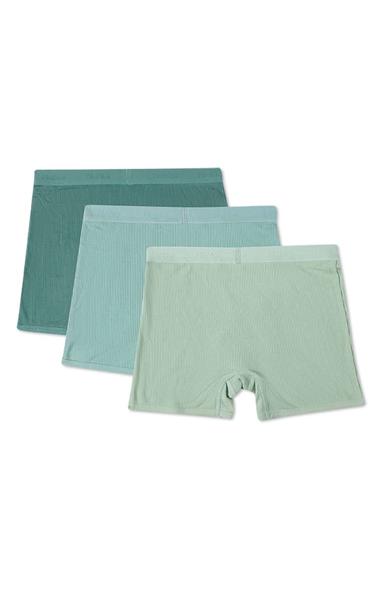 MeMoi 3 Pair Ribbed Modal Boxer Briefs, Solid Colors, Alternate, color, Green Multi