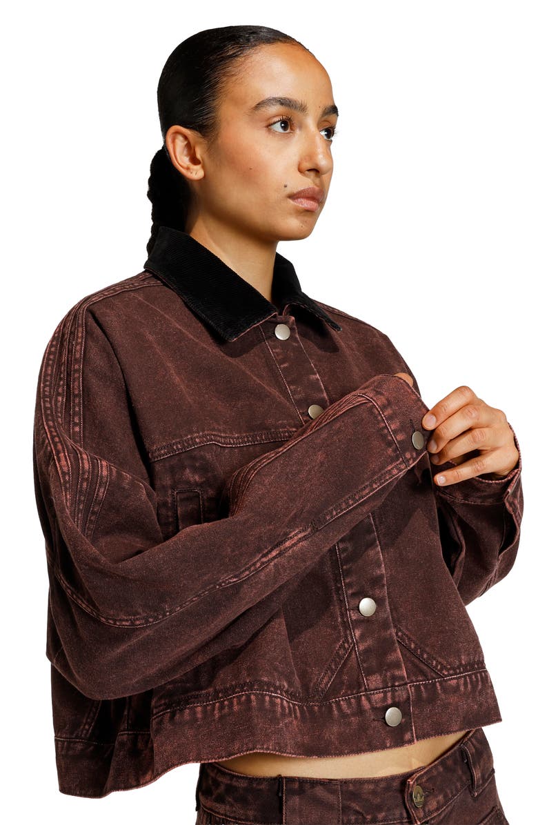 adidas Originals Essential Canvas Oversize Track Jacket, Alternate, color, Aurora Coffee