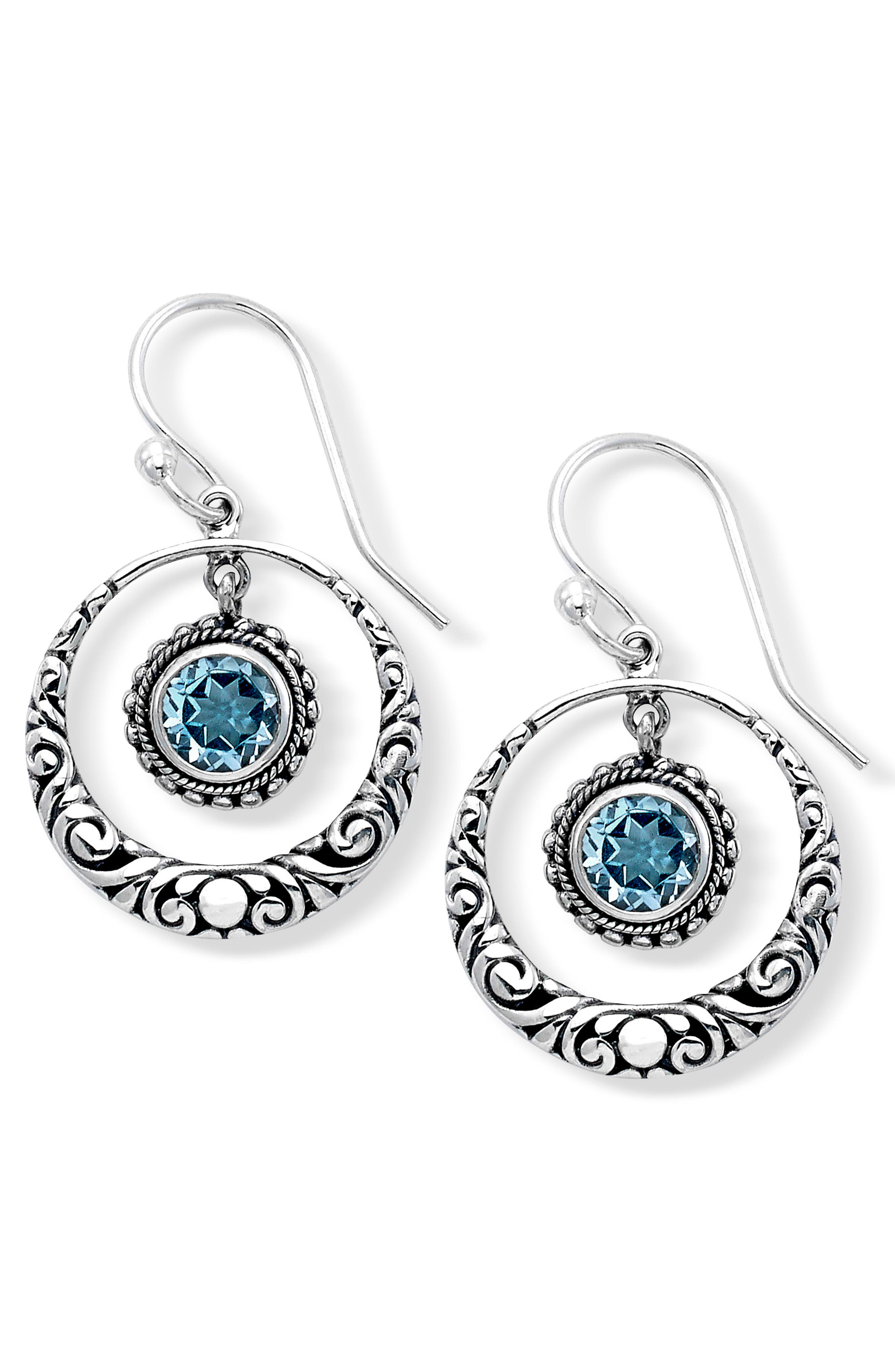 Sterling Silver Blue Topaz Drop Earrings