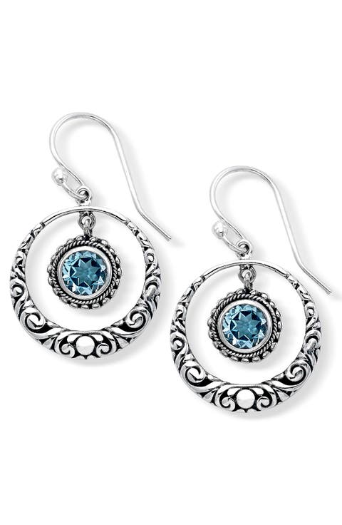 Sterling Silver Blue Topaz Drop Earrings