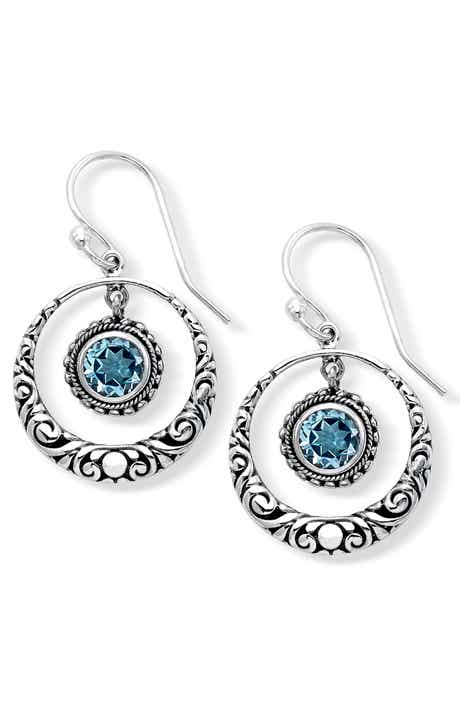 Sterling Silver Blue Topaz Drop Earrings