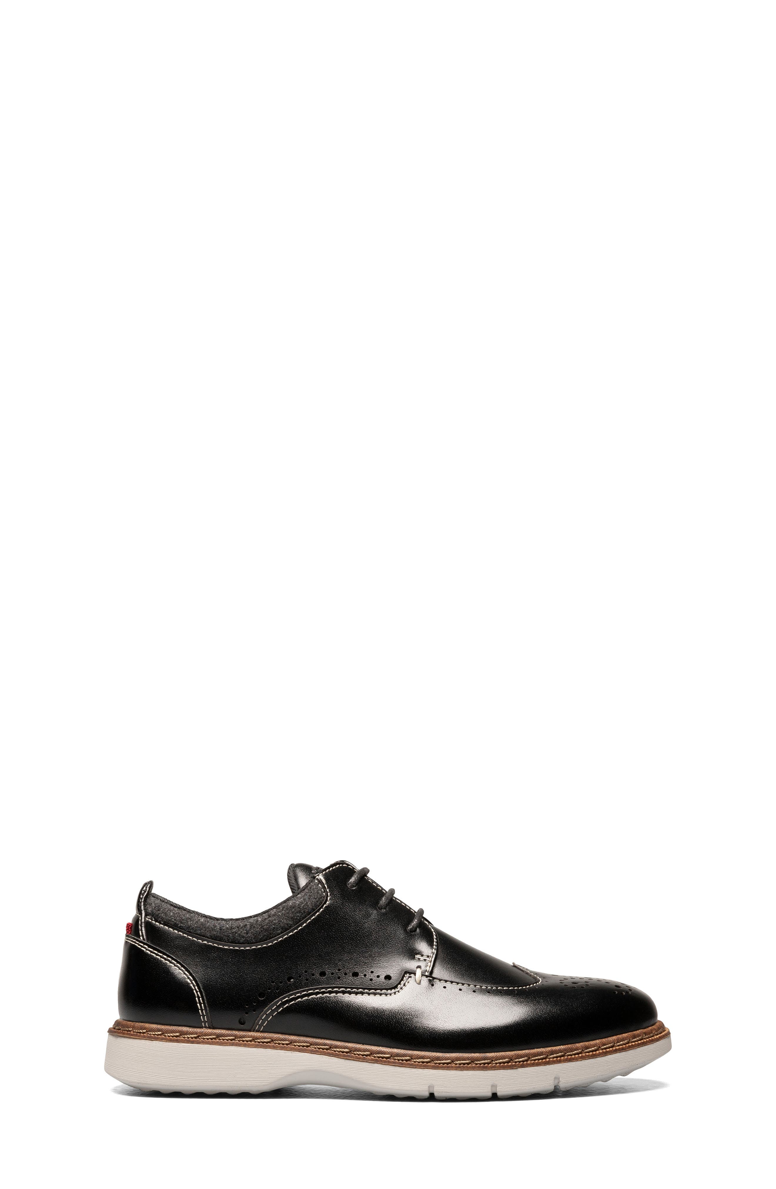Kids' Synergy Wingtip Faux Leather Shoe, Alternate, color, BLACK