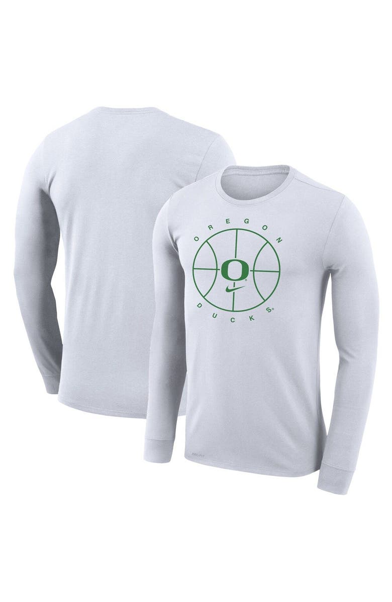 Nike Men's Nike White Oregon Ducks Basketball Icon Legend Performance Long Sleeve T-Shirt, Main, color, 