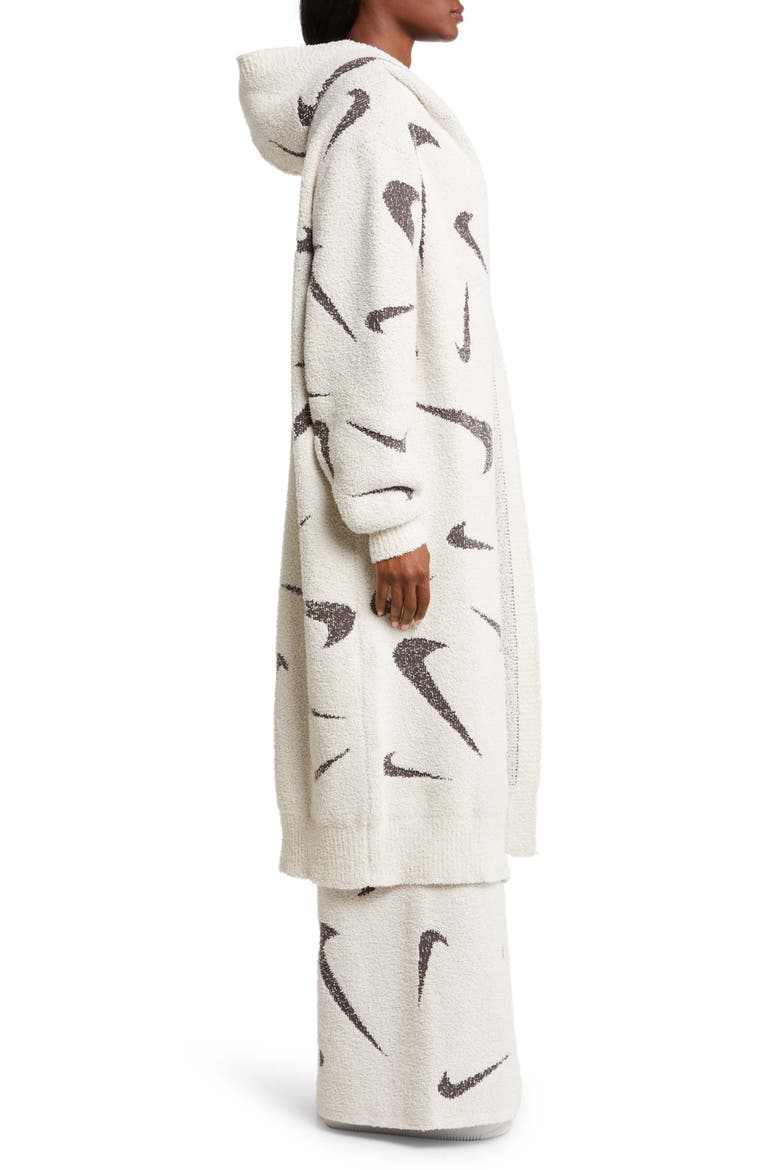 Sportswear Cozy Bouclé Hooded Longline Cardigan, Alternate, color, LIGHT ORE WOOD BROWN/ ASH