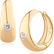 CZ by Kenneth Jay Lane Cubic Zirconia Accent Sculpted Hoop Earrings