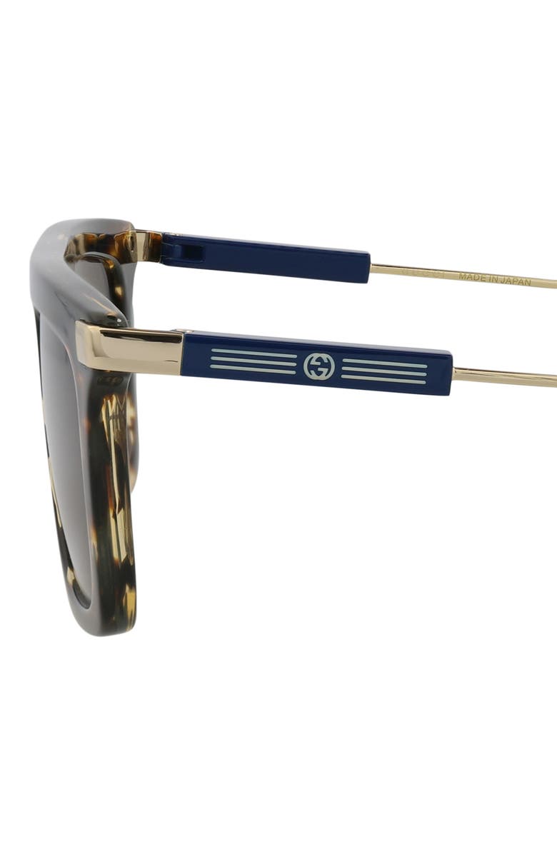 Gucci Novelty 55mm Rectangular Sunglasses, Alternate, color, Havana Gold Brown