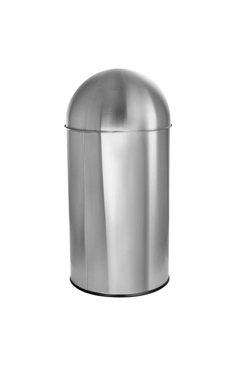 Elama 50 Liter Large 13 Gallon Push Lid Stainless Steel Cylindrical Home and Kitchen Trash Bin, Alternate, color, Silver
