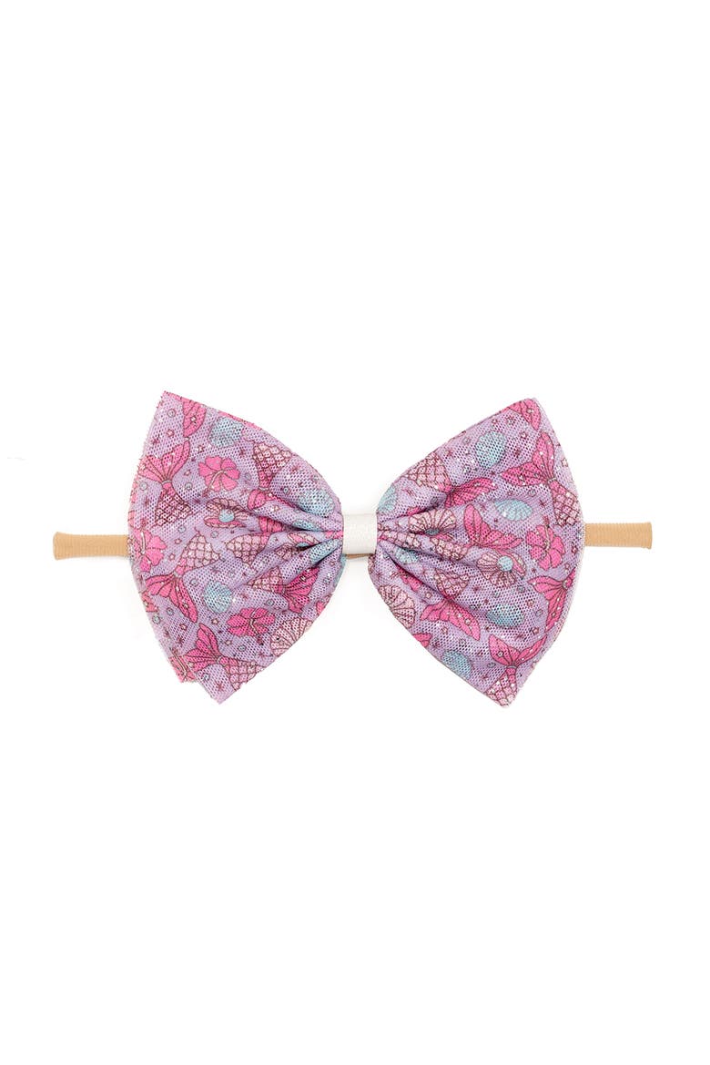 Mermaid Splash Tulle Bow Baby Headband, Main, color, Lavender