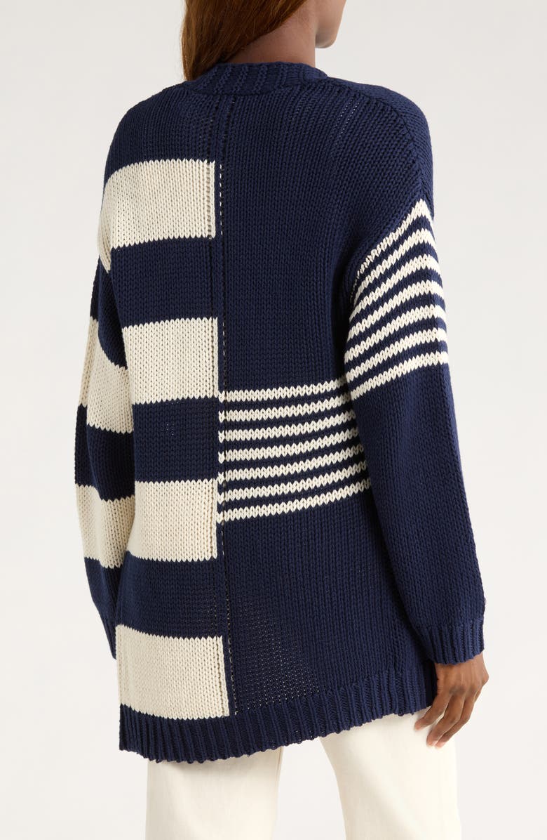 Tommy Bahama Boardwalk Stripe Cotton Open Front Cardigan, Alternate, color, Coastline