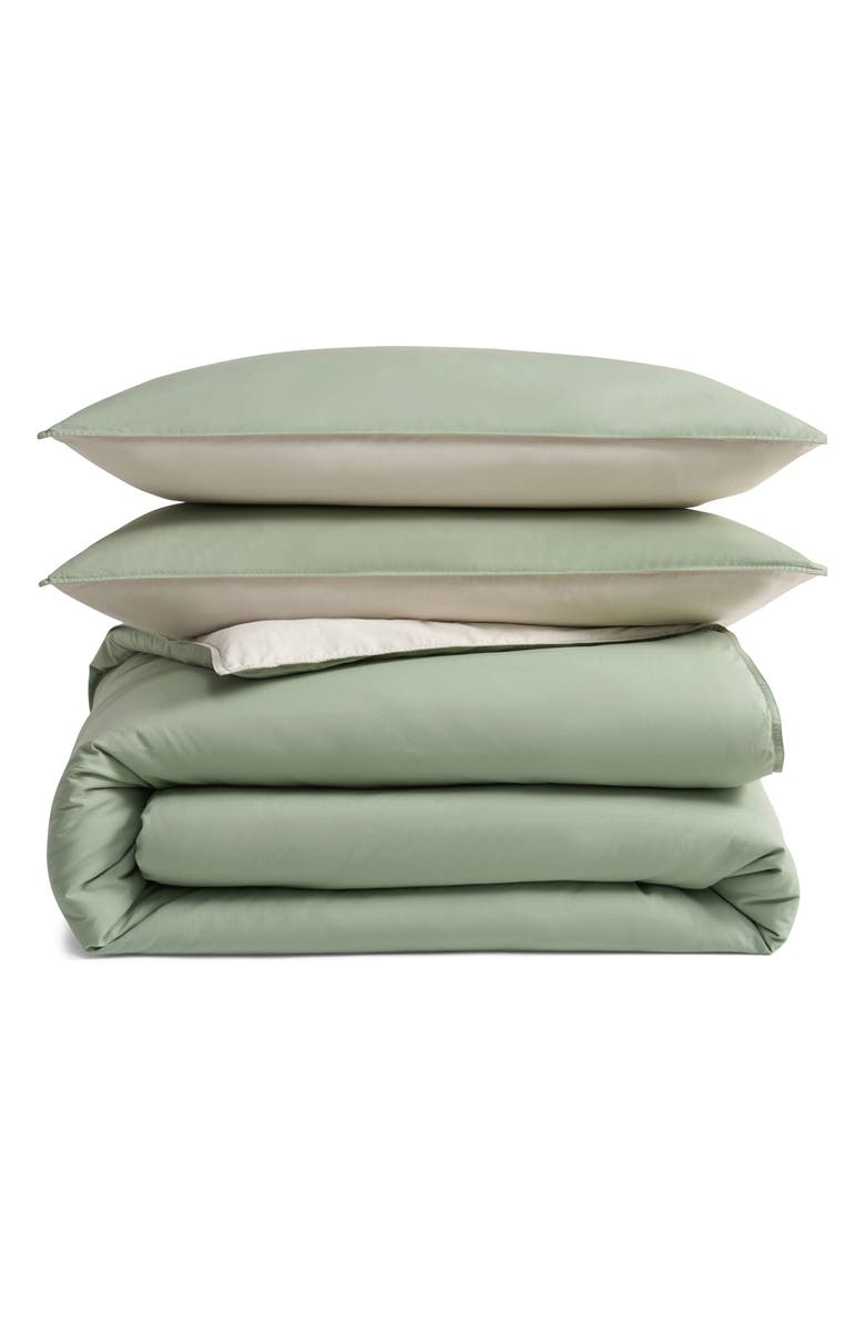 DKNY Reversible Vintage Washed Cotton Comforter & Sham Set, Main, color, Green/ Khaki