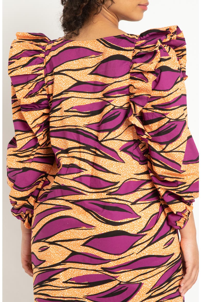 Print Ruffle Puff Sleeve Shift Dress, Alternate, color, SAFARI SO GOOD
