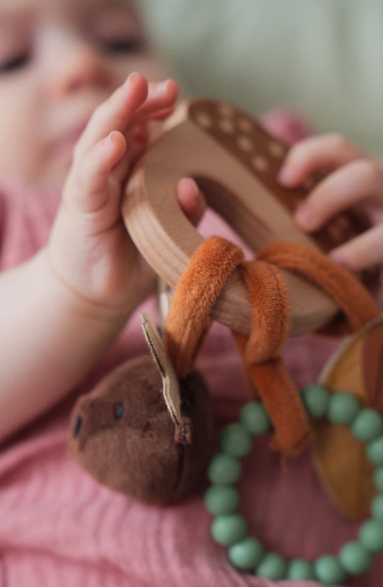 Little Big Friends Forest Wooden Rattle, Alternate, color, Brown Multi