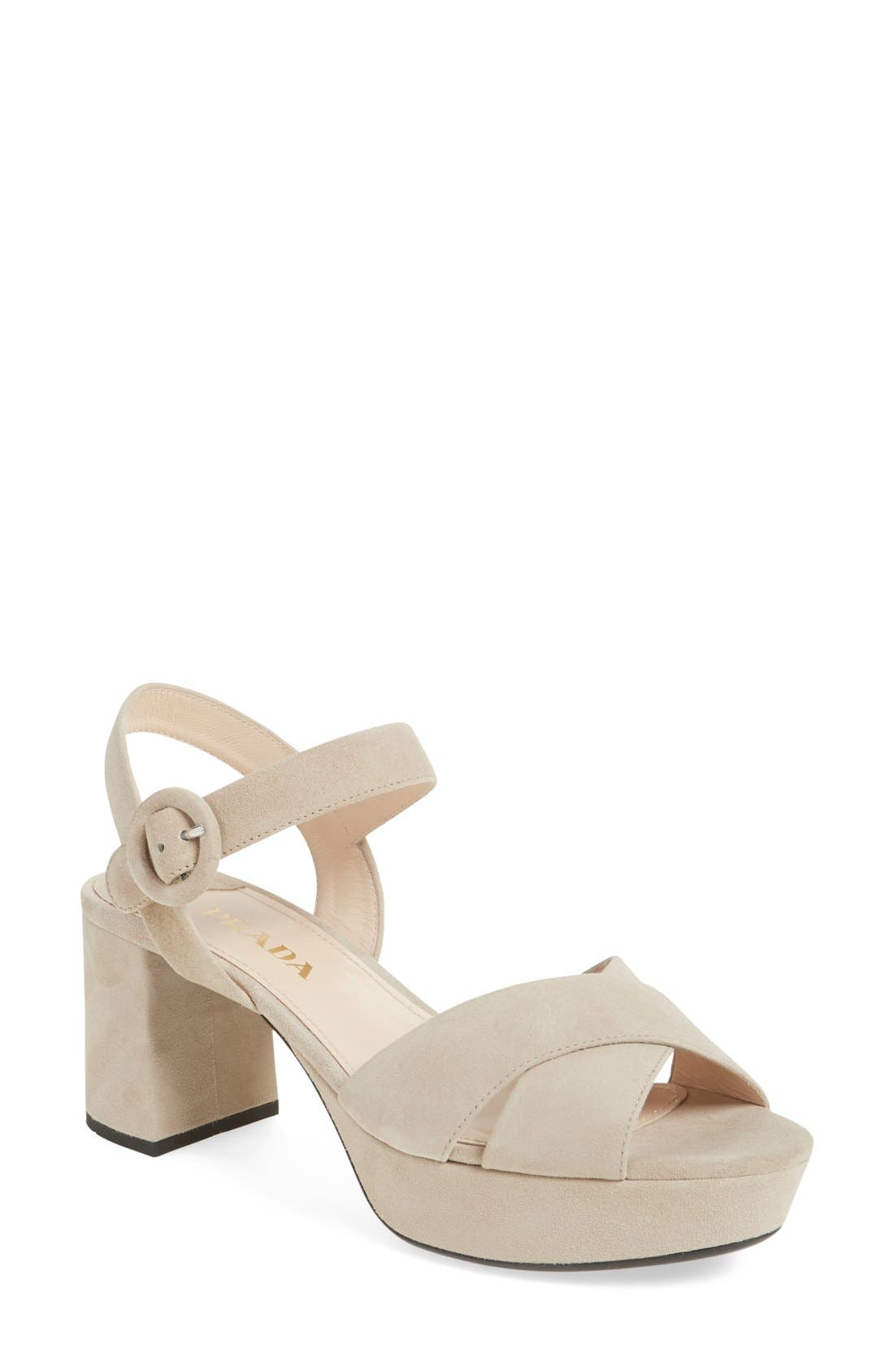Prada Platform Sandal, Main, color, 