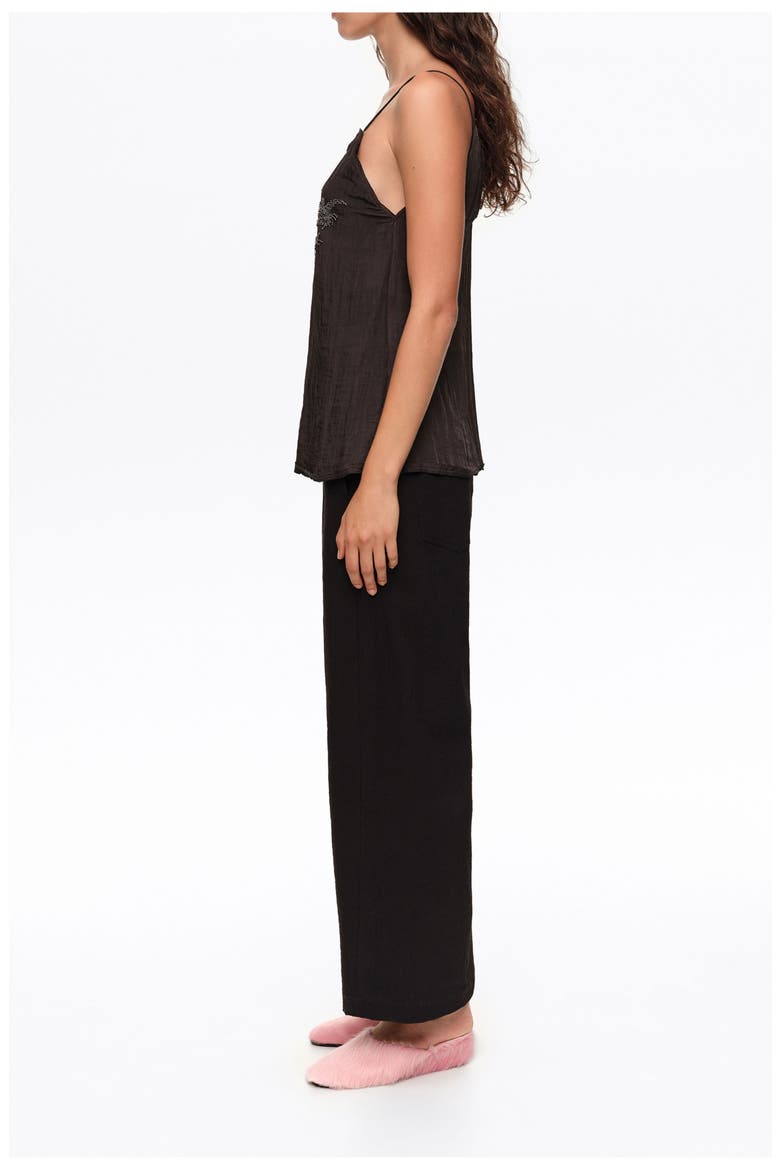 Cotton Linen Barrel-Leg Trousers, Alternate, color, BLACK