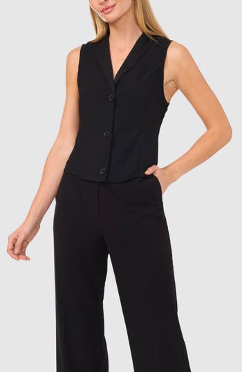 Halogen ® Shawl Collar Crepe Vest In Rich Black
