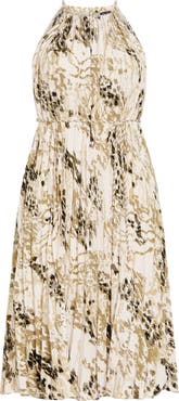 City Chic Tatum Pleated Tie Waist Dress