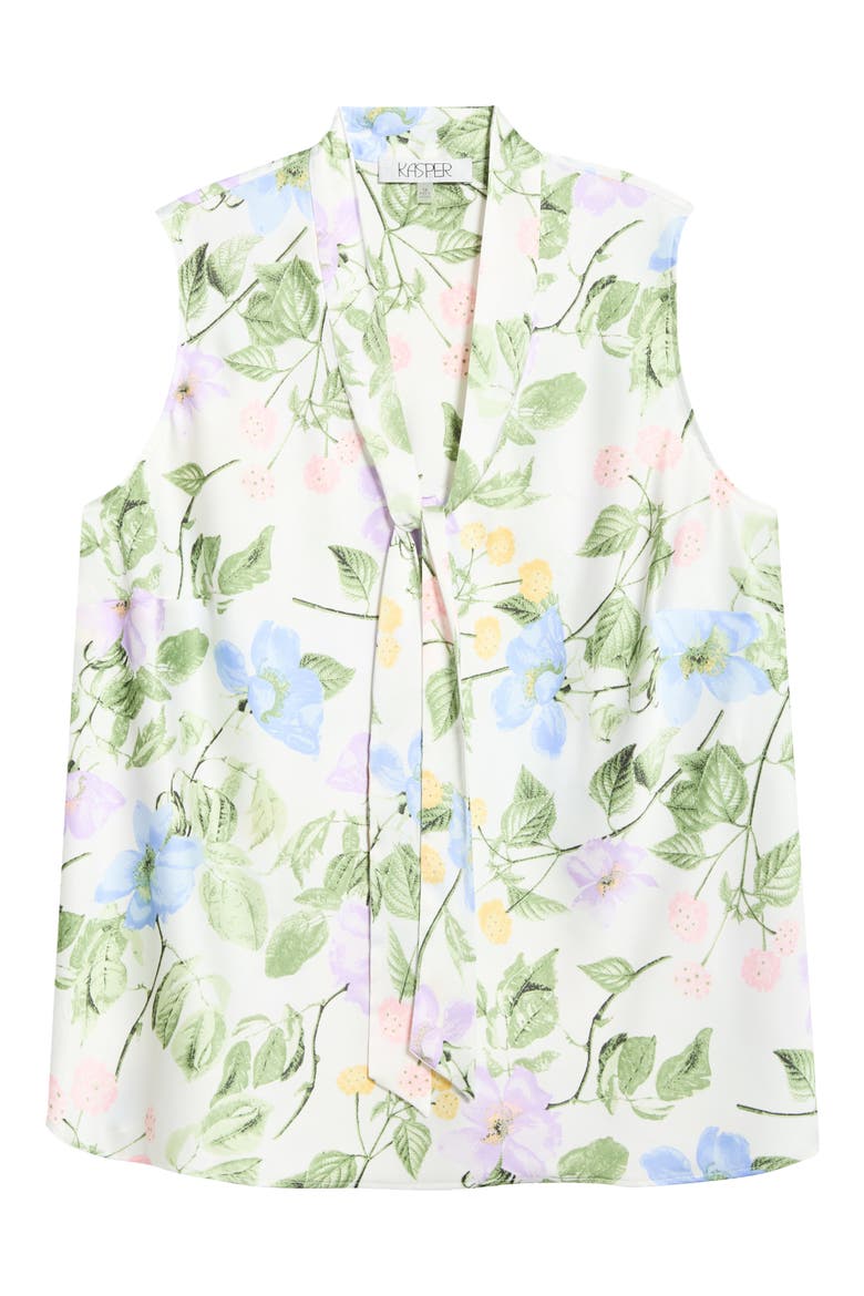 Sleeveless Matte Satin Top, Alternate, color, LILY WHITE MULTI