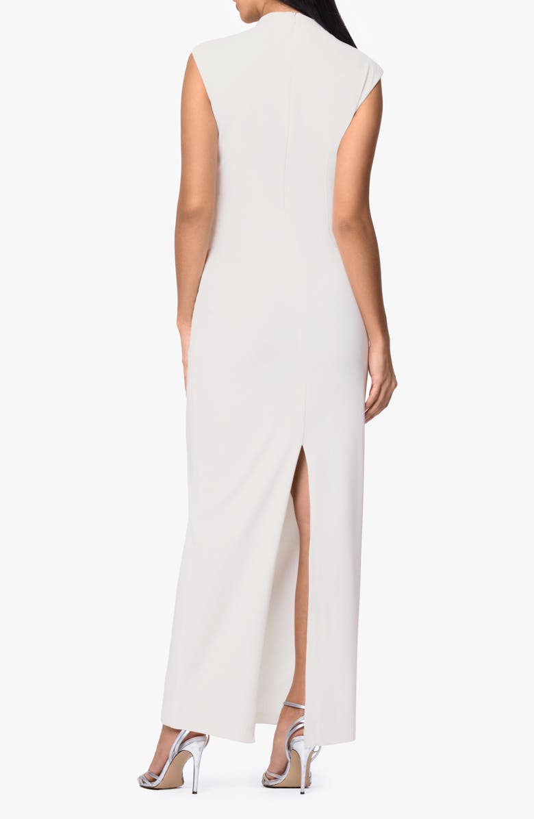 Betsy & Adam Pleated Sleeveless Column Gown, Alternate, color, Ivory