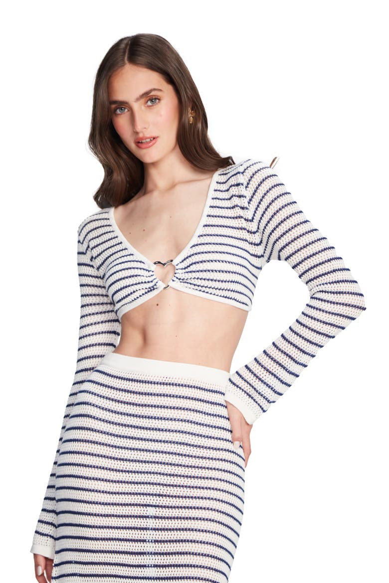 Olga Stripe Crop Cover-Up Swim Top, Alternate, color, MULTI/ STRIPES