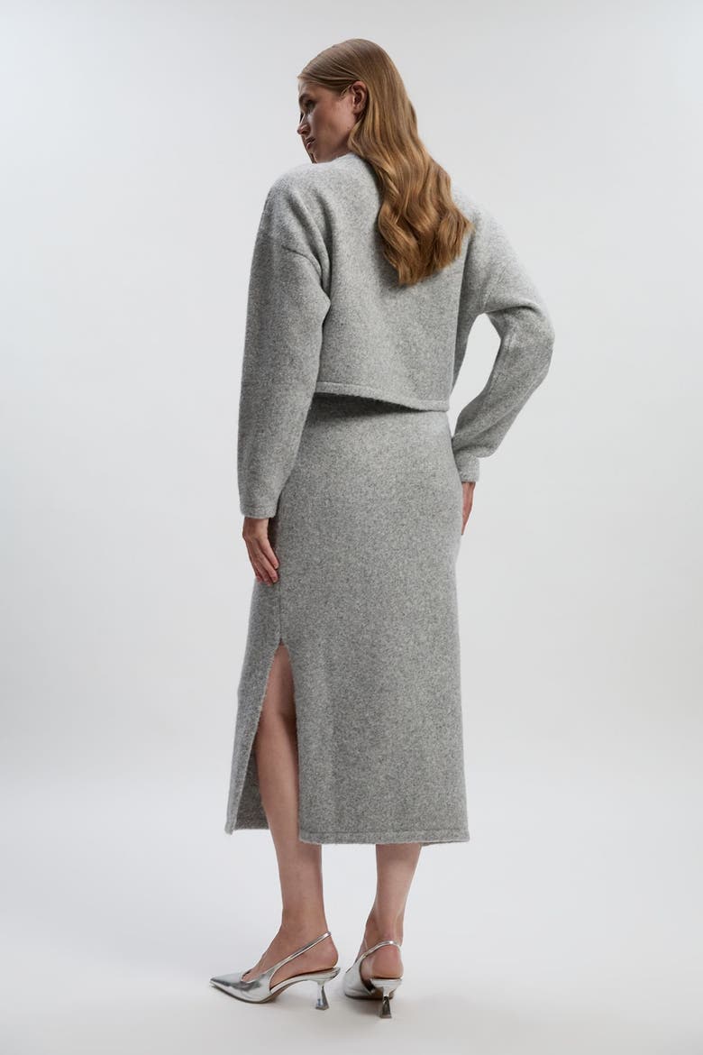 Wool Embellished Pencil Midi Skirt, Alternate, color, Grey