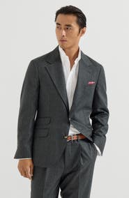 Brunello Cucinelli Virgin wool flannel deconstructed Cavallo blazer