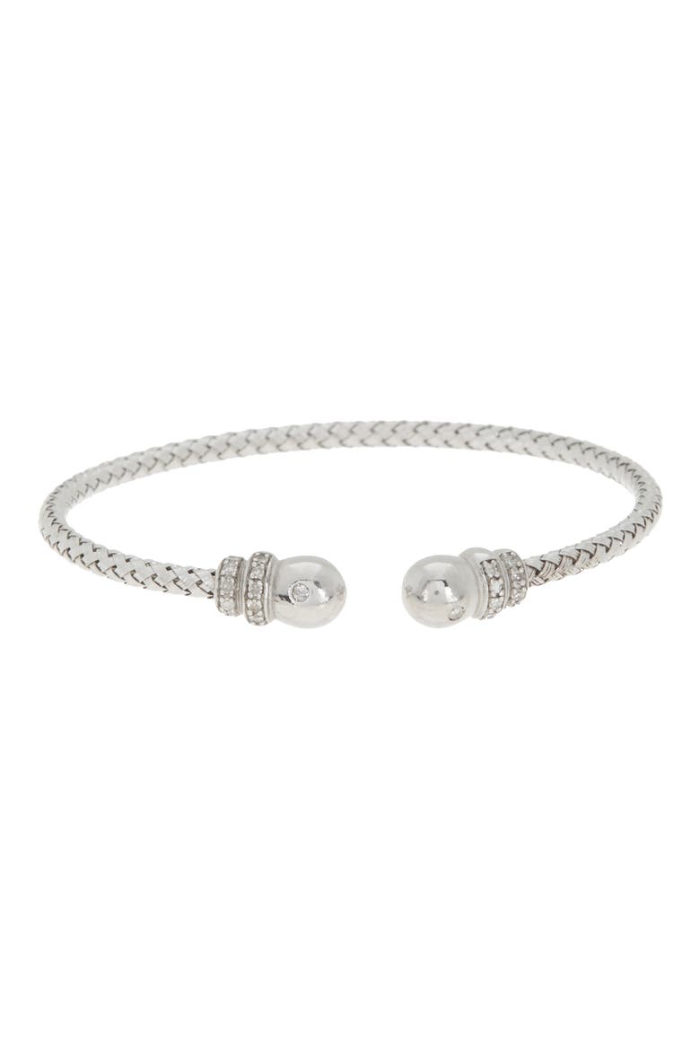 18K Gold Plated Diamond Bangle - 0.25 ctw, Main, color, WHITE GOLD