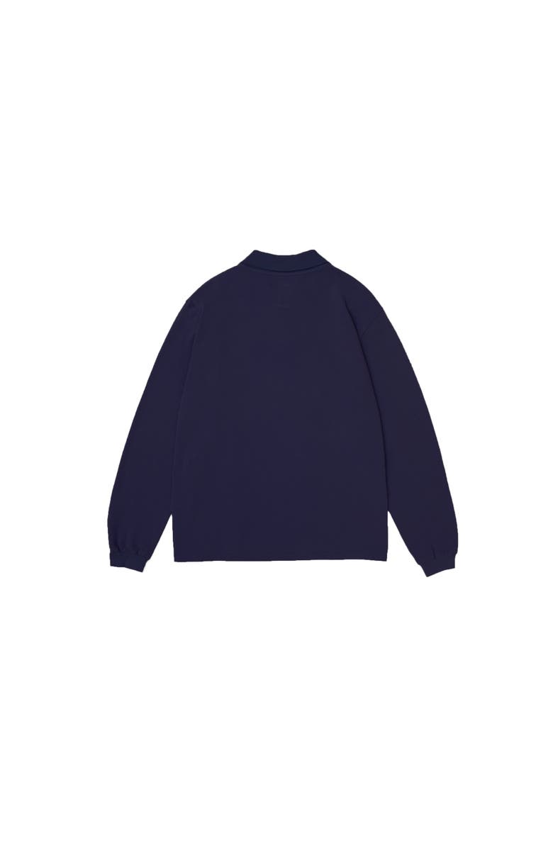 vowels Longsleeve Pique Polo, Alternate, color, Navy